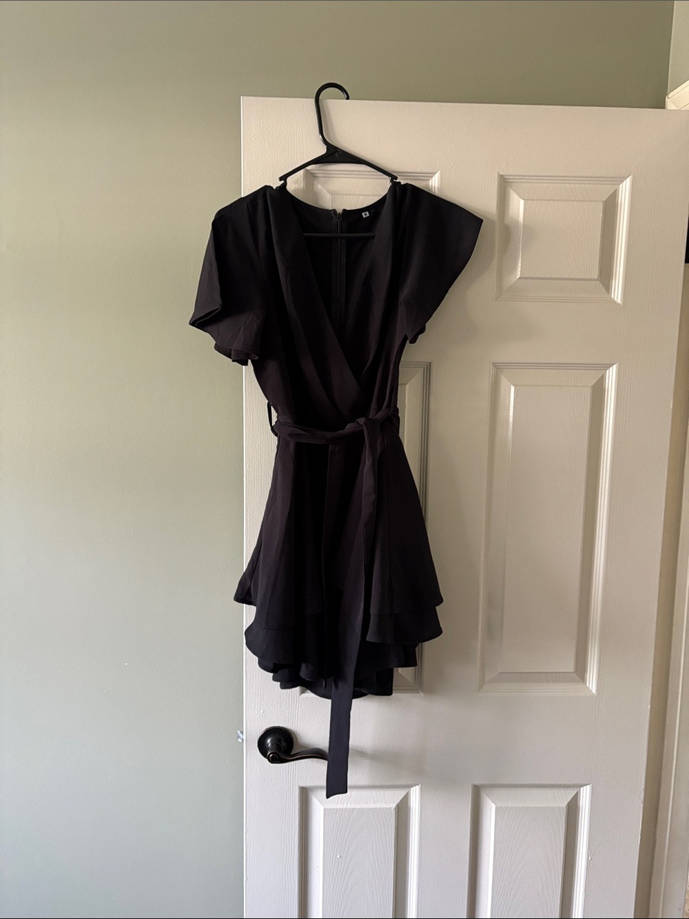 Amazon Black Wrap Mini Dress with Ruffle Hem